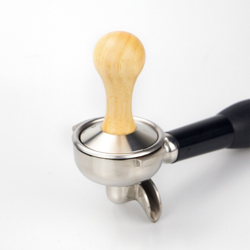Solid Wooden Handle Coffee Press Powder Hammer Oak 304 Stainless Steel Barista Espresso Maker Coffee Tamper Manual Coffee Tools