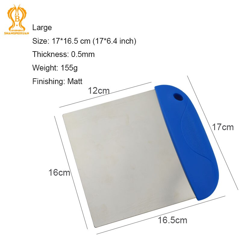 SHANGPEIXUAN Stainless Steel Pizza Cutter Portion Maker Food Scrapers Rubber Handle Cut Knife Dough Pastry Scrapers Chopper