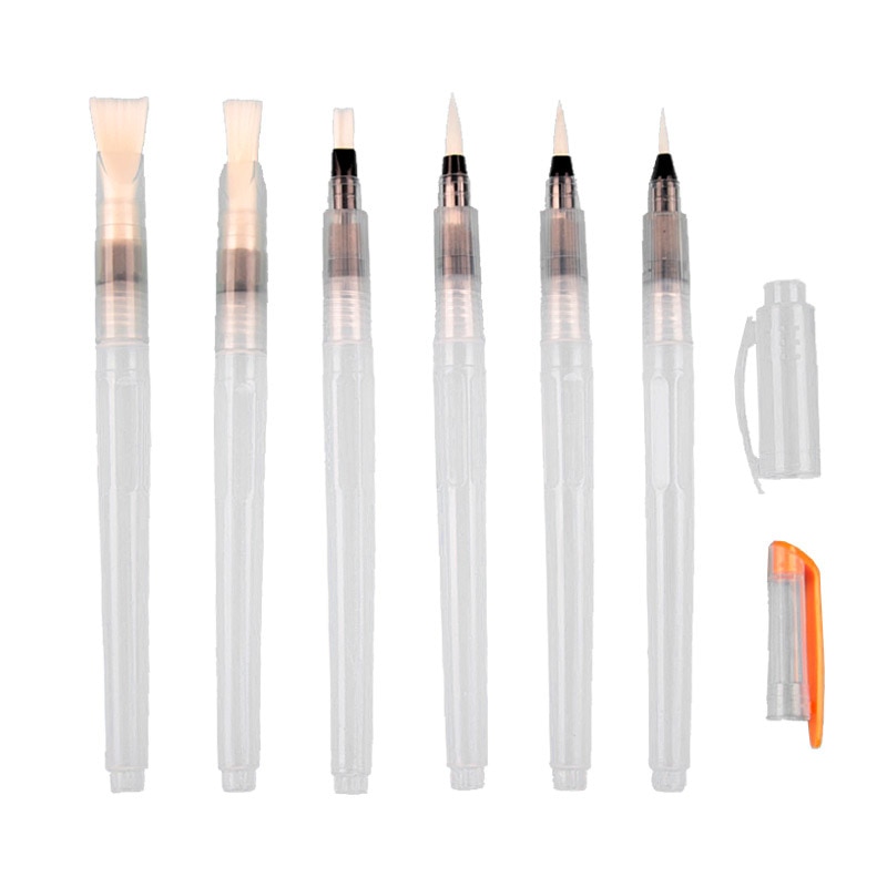 Pincel de pintura rellenable, 3/6 Uds., pincel de con depósito de agua para acuarela, lápiz de tinta para pinceles de acuarela suave para pintar dibujo y caligrafía, suministros de arte