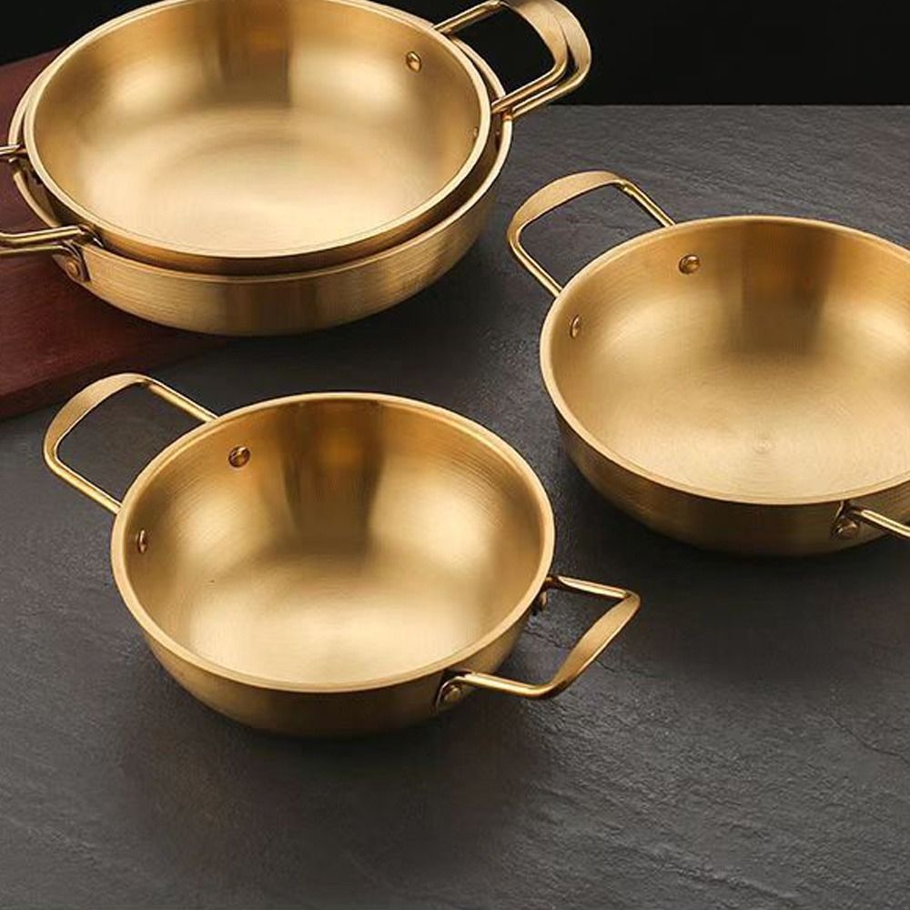 Olla de acero inoxidable para mariscos y arroz, Paella de cocina casera, platos para aperitivos de Picnic, utensilios de cocina, ollas secas con mango para Cocina