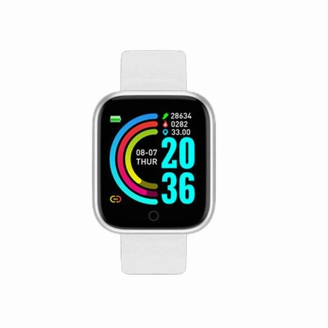 Y68 Smart Watch Bluetooth Fitness Tracker cardiofrequenzimetro pressione sanguigna Smart Wristband Unisex Smart Watch per Android IOS: White