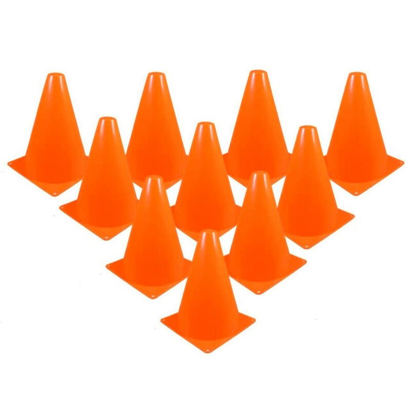 10 Pcs Traffic Cones - 7 Inch Of Multipurpose Construction Theme Party Sports Activity Cones For Football Training: Default Title
