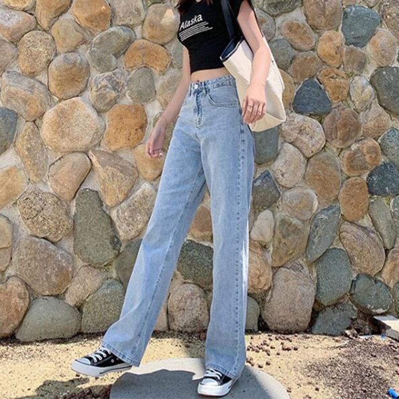Kvinde jeans høj talje tøj brede ben denim tøj streetwear vintage sommer harajuku løse bukser