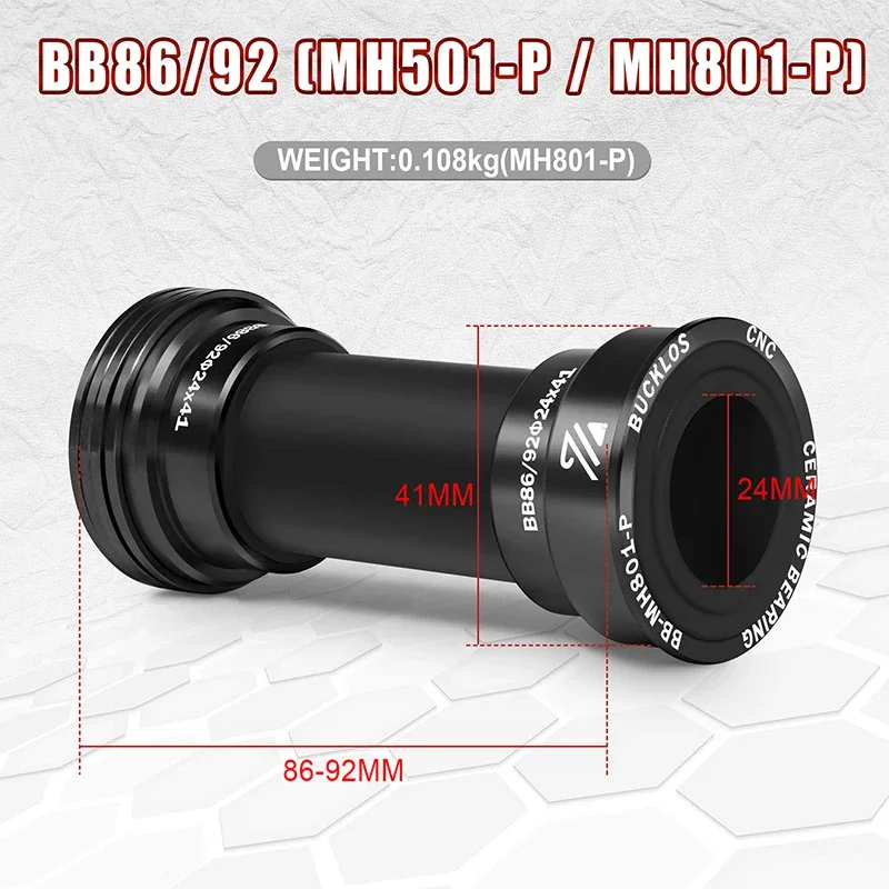 BUCKLOS Bike Bottom Bracket BB68/73 BB86/92 24mm Steel/Ceramic Bearing Mountain Road Bike Threaded Pressfit BB MTB Cycling Parts