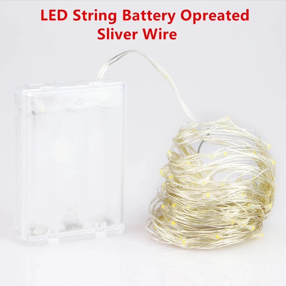Led Strings Koperdraad 3XAA Batterij-aangedreven Kerst Bruiloft Decoratie 2M 5M 10M 100LED String Fairy Lights
