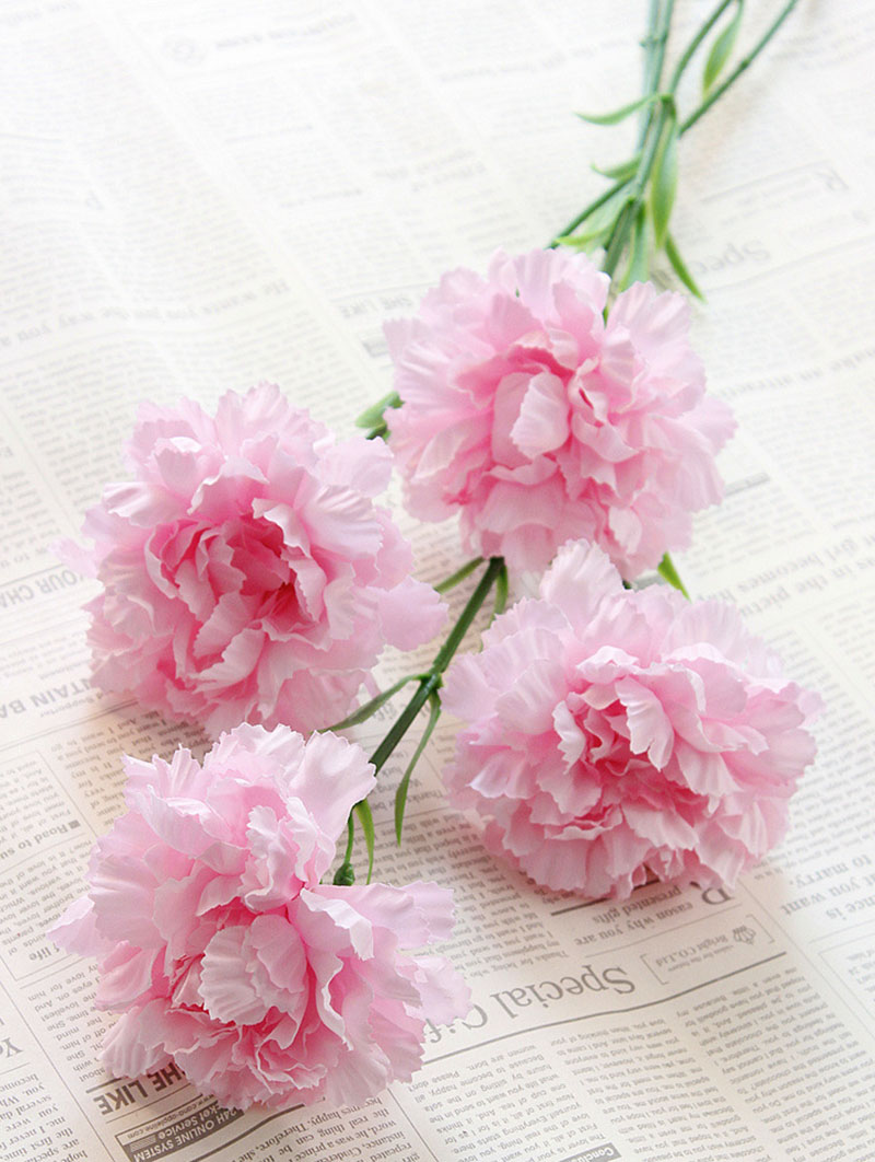 5pcs of silk Carnation 50cm Artificial flowers bouquet for mother&#39;s valentine birthday party garden room decor: Lt Pink