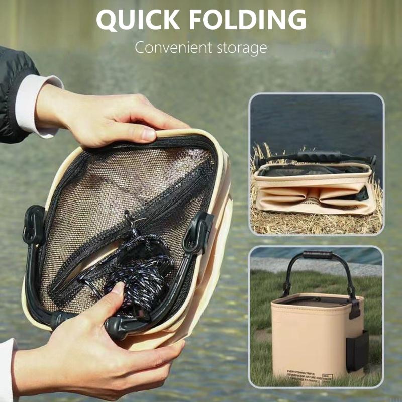 R6FE 8/14L Outdoor Fishing Bucket Water Resistant Outdoor Camping Bucket Hand Carry Fish Bucket Fishing Accessories