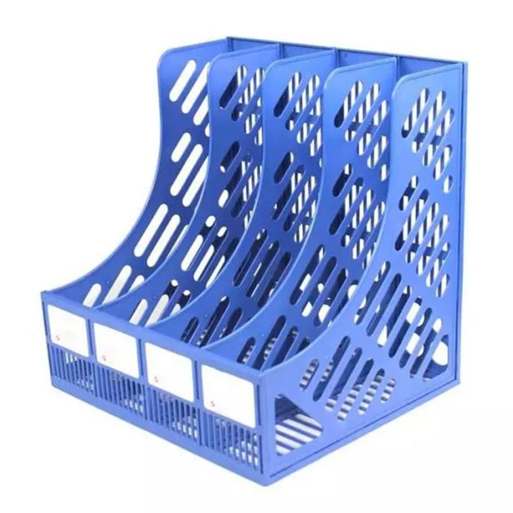 File Holder Document Tray 4-Grid Desktop Storage File Organizer Mesh Files Shelf Desktop File Rack Book Holder Office Supplies: Blue