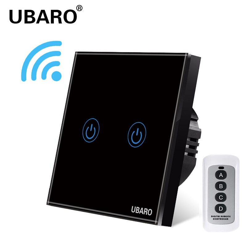 UBARO EU/UK Wireless Remote Control Touch Switch Crystal Glass Panel Remote Interruptor Liz Lichtschalter switches 1/2/3Gang