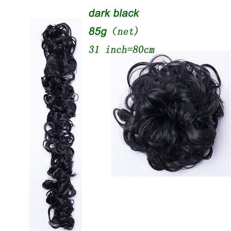 Coiffe à chignon synthétique de 14 couleurs 85g-S-noilite, bandeau caoutchouc de chevelure ébouriffée, postiches de coiffure, scrunchie d'extension capillaire, coiffure longue bouclée retroussée vers l'arrière: 1056