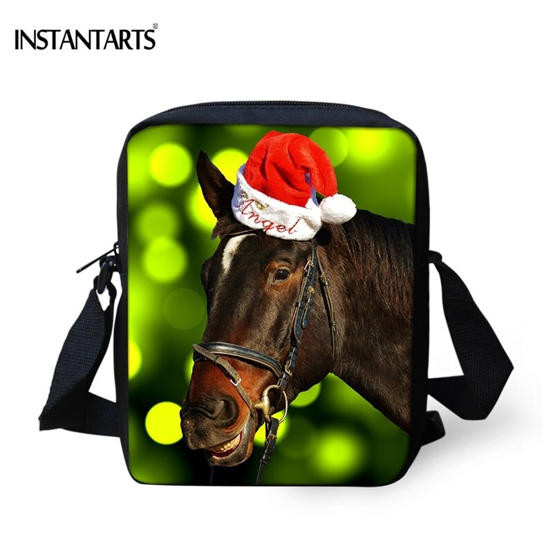 Instantarts engraçado 3d chapéu vermelho pet pug cão impresso crossbody saco para meninas meninos chirstmas presente mini bolsas de viagem sacos do mensageiro: CC1912E