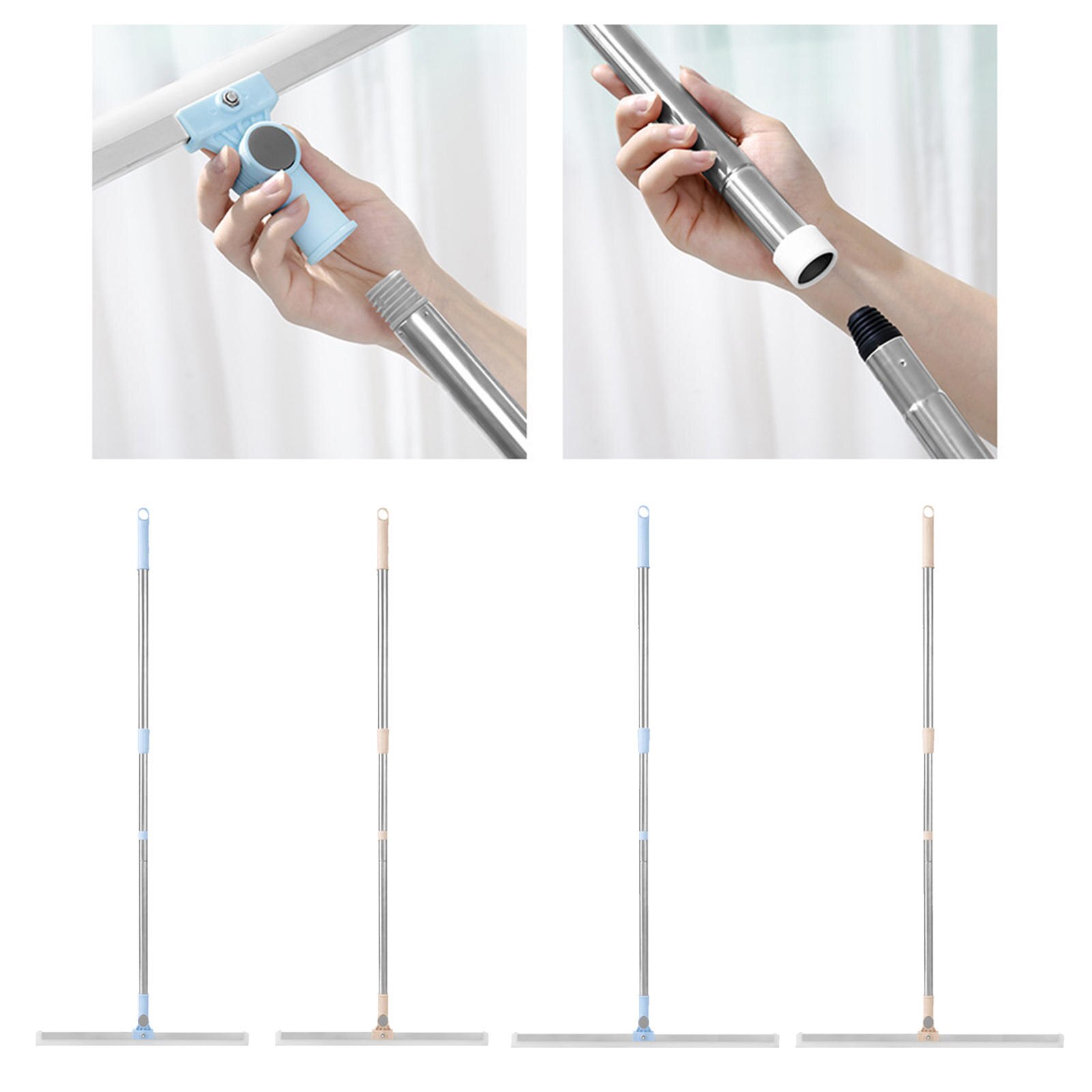 Heavy Duty Floor Scrubber Squeegee Handle Pet Hair Glass Tile Water Scrub Brush Cleaning Window Cleaner Tool