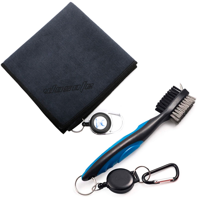 Golf Handdoek Borstel Tool Kit Met Club Groove Cleaner Intrekbare Verlengsnoer En Clip