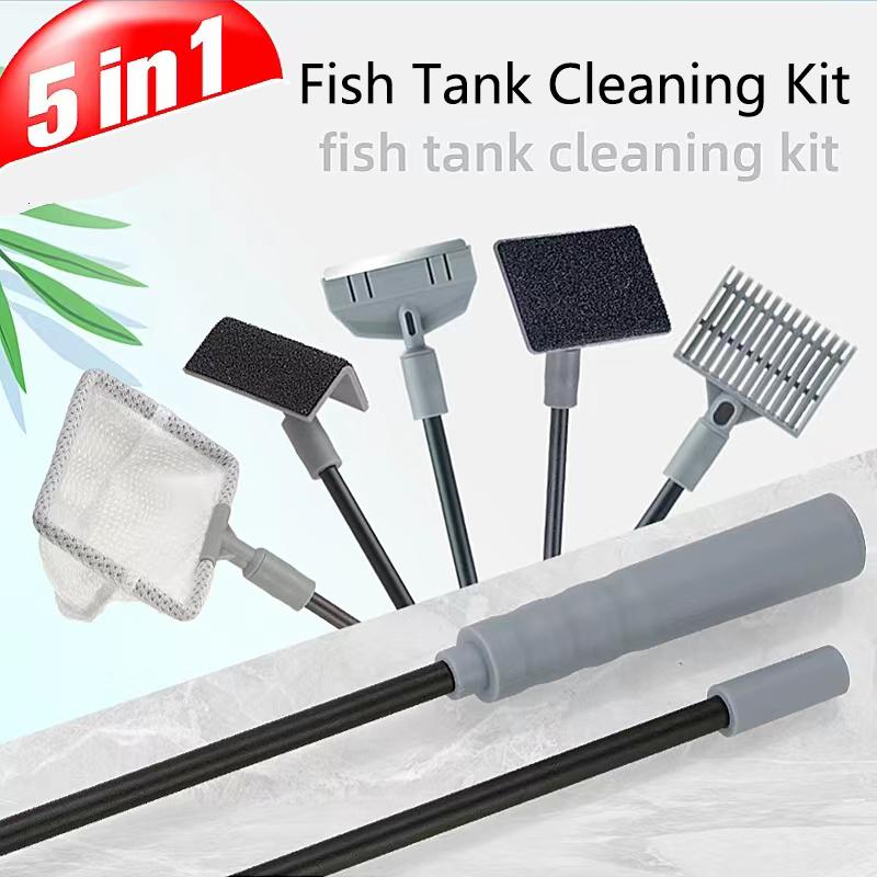 Aquarium Algen Tank Cleaner Set Aquariums Reinigingsgereedschap Kit Aquarium Cleaner Aquarium Netto Schraper Spons Accessoires
