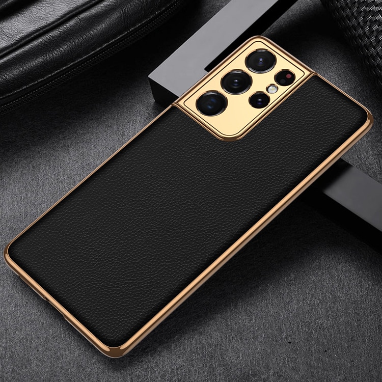 Luxury Plating Leather Texture Case for Samsung Galaxy S21 Ultra S21 Plus 5G Cover Hard Protective Phone Case Anti-Konck Coques: For S21 5G / 2