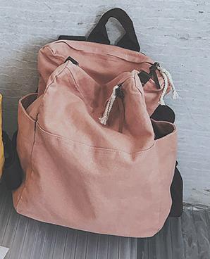 Mochila multifuncional de cor sólida, bolsa escolar feminina para viagem e escola, para meninas: Rosa