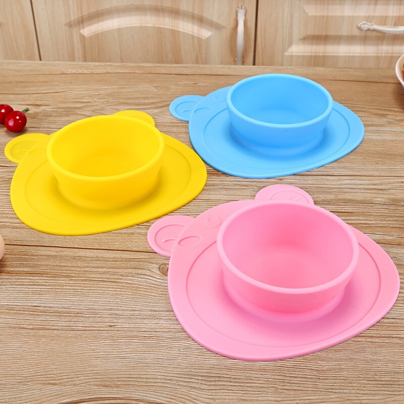 Baby Silicone Bowl Children Silicone Slip-proof Plate Integrated Separate Sucker placemat divided plate
