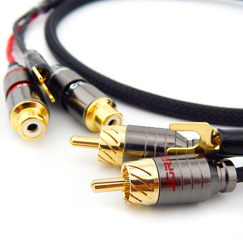 hi end audio rca cable male RCA to female RCA signal cable of LP Vinyl Record player amplifier chassis Gold Plated connector