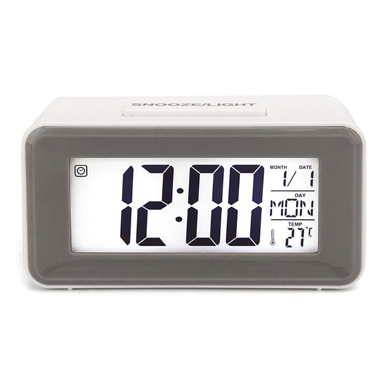 Digital LED Alarm Clocks Student Clocks With Week Snooze Thermometer Watch Electronic Table Calendar LCD Desk Timer: White