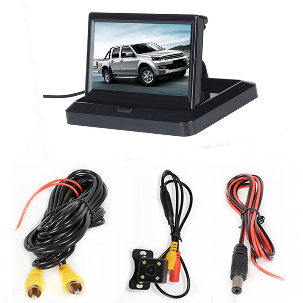 Monitor de coche 5 pulgadas TFT LCD pantalla a Color asistencia de estacionamiento inverso con 2 ENTRADA AV, cámara de visión trasera opcional: Monitor02 wired cam3