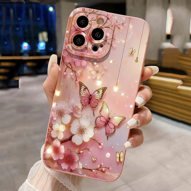 Lingtai Custodia Per Telefono A Farfalla Blu Rosa Carino Per IPhone XR Cover Bianca Per IPhone X