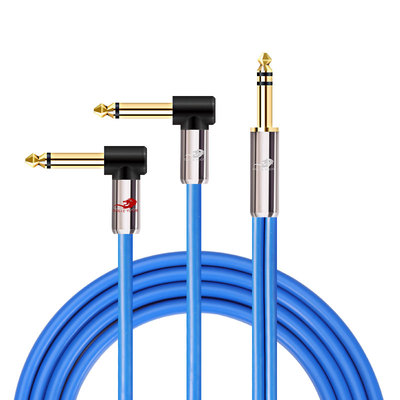 Stereo 1/4 Inch TRS 6.35mm Jack to Dual 1/4&#39;&#39; TS Male Audio Cable for Amplifier Speaker Mixer Console SoundCard Shielded Y Cords: Blue A / 3m