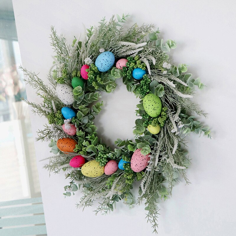 Easter Garland Eggs Rattan Wreath Artificial Flower Wreath Home Easter Decor