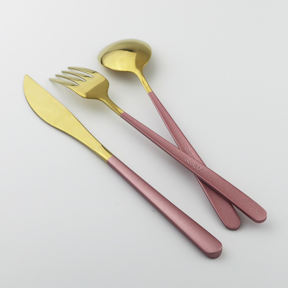 Couverts en acier inoxydable pièces/ensemble, 16 pièces, or rose 18/10, service de table, couteaux, fourchettes, cuillères, vaisselle de cuisine, argenterie
