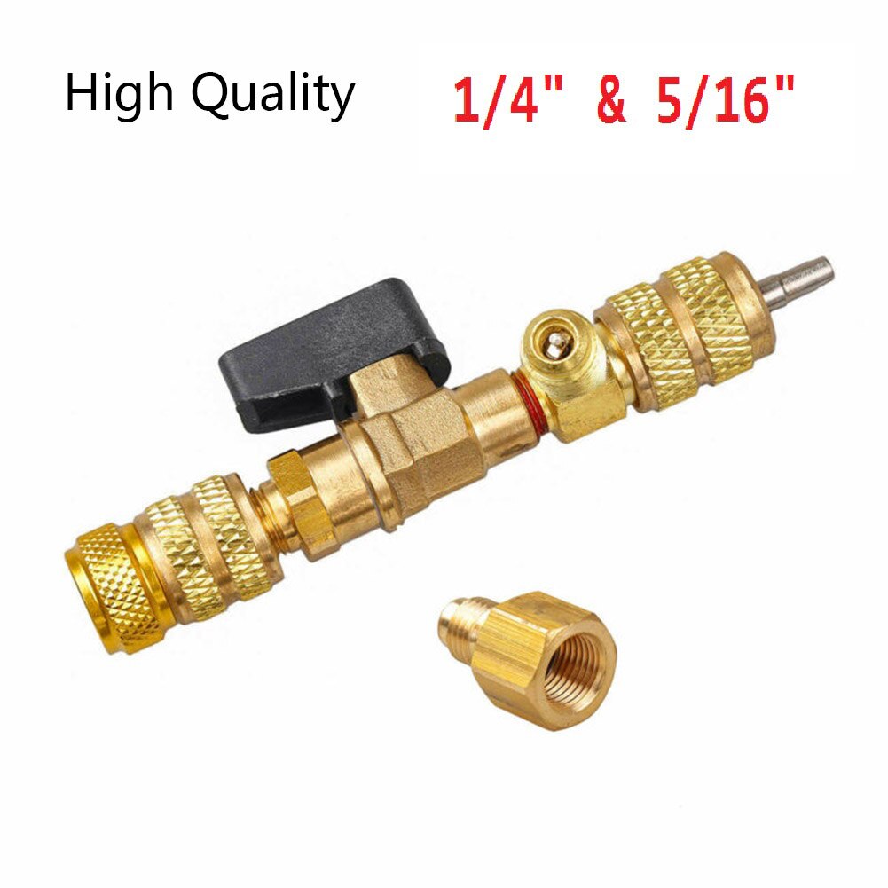 1PC HVAC Valve Core Installer Ball Valve Adapter Tool Remover Dual Size 5/16&quot;&amp;1/4&quot; Port Auto Air Condition Refrigeration Tools