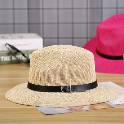 Strohoed Mannen Fedora Hoeden Met Riem Vintage Vrouwen Trilby Caps Zomer Fedora Uv Jazz Hoed Hoed Vrouwen vilt: 1