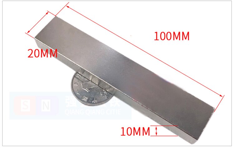 100*20*10mm N52 Super Sterke Magneten L100X20X10mm Neodymium Zeldzame Aarde Bar N52 Magneet