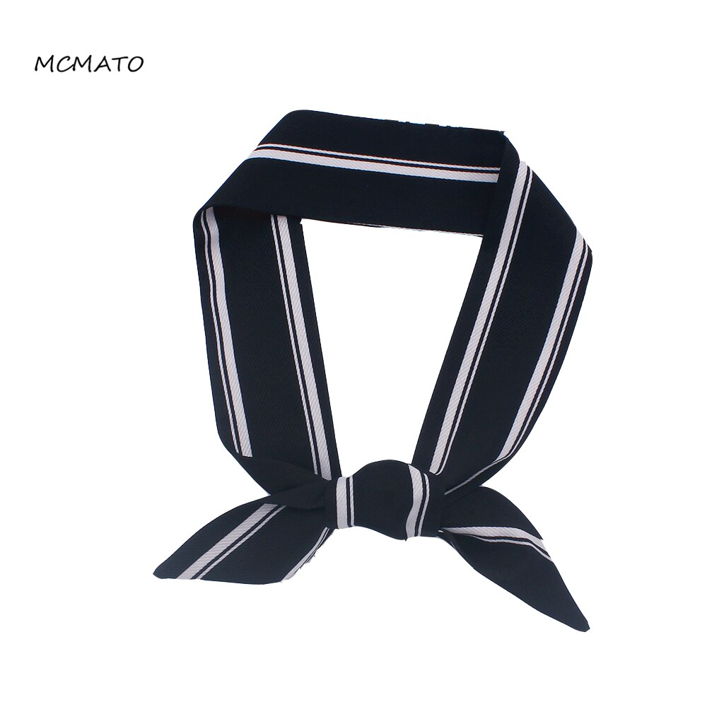 90cm*5cm Long Small Thin Stripe Print Skinny Scarf Luxury Brand Silk Scarf Women Bag Head Scarves For Ladies Tie