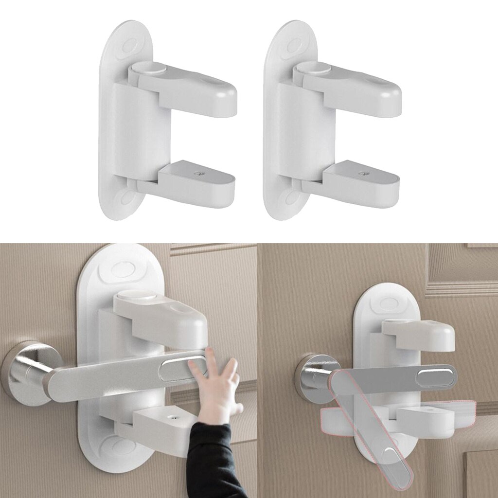 2pcs Baby Safety Locks Child Proof Door Lever Locks Safety Doors Adhesive Lever Handle