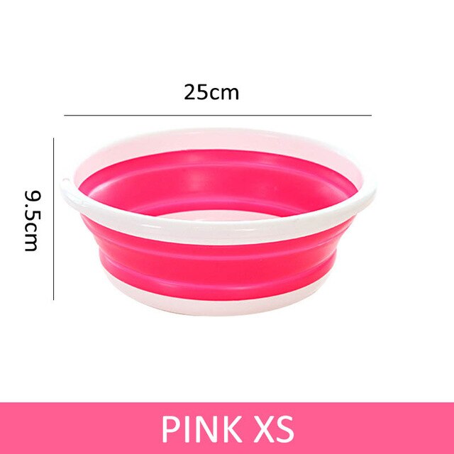 Bærbar sammenklappelig håndvask rejser sammenklappelig vask bilvaskeværktøj vegetabilsk frugtbassin hængende håndvask til husholdningsvaskerum: Pink-xs