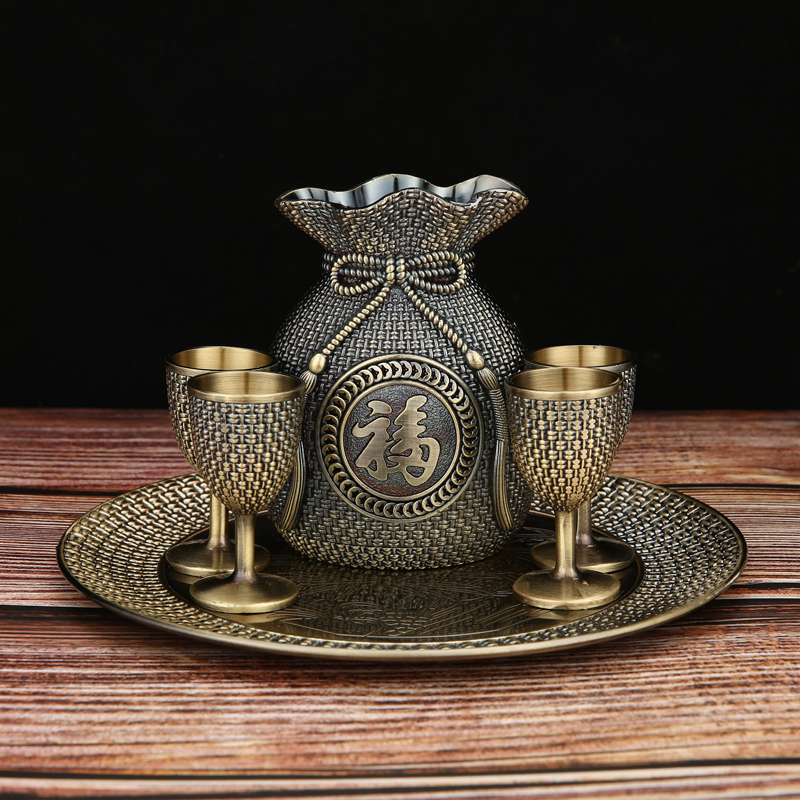 Ensemble de bouteilles de vin style palais rétro européen, 1 ensemble, fournitures de maison, de mariage, de , ensemble de flacons de hanche en métal, ornements, de noël: 2