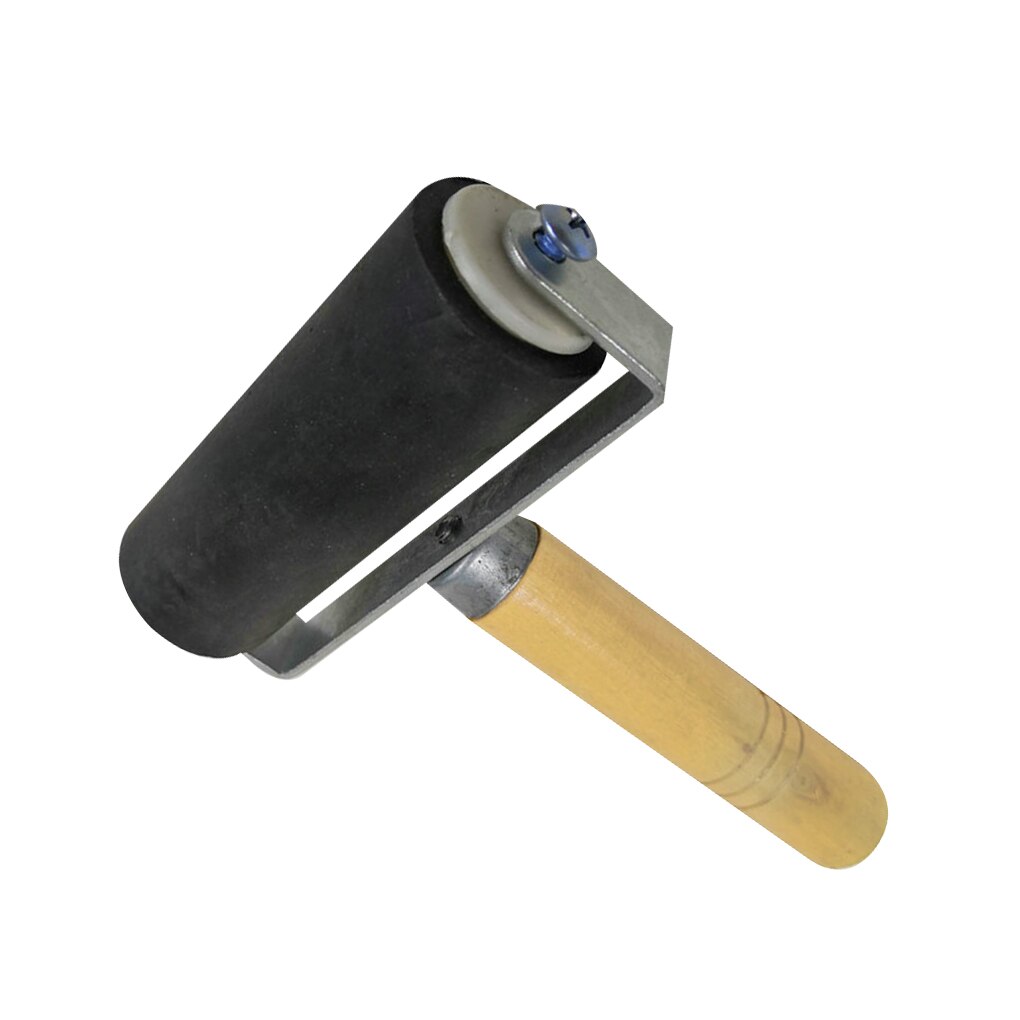 Gummi trykrulle træblok deluxe hård gummi brayer rulle kraftig stålramme børn kunsthåndværk værktøj 2.5cm*6cm