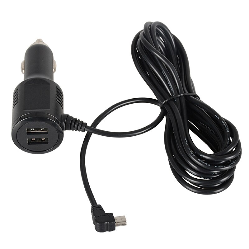 3.5m 5v 3.5a gebogen mini usb autolader met 2 usb poorten voor auto dvr camera gps video recorder ingang  dc12v-36v