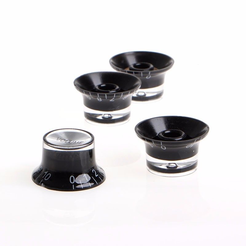 Guitar 2 Tone 2 Volume Control Knobs Silver Top Hat Bell 6mm Diameter Pots For Gibson Les Paul Epiphone SG Instrument Parts