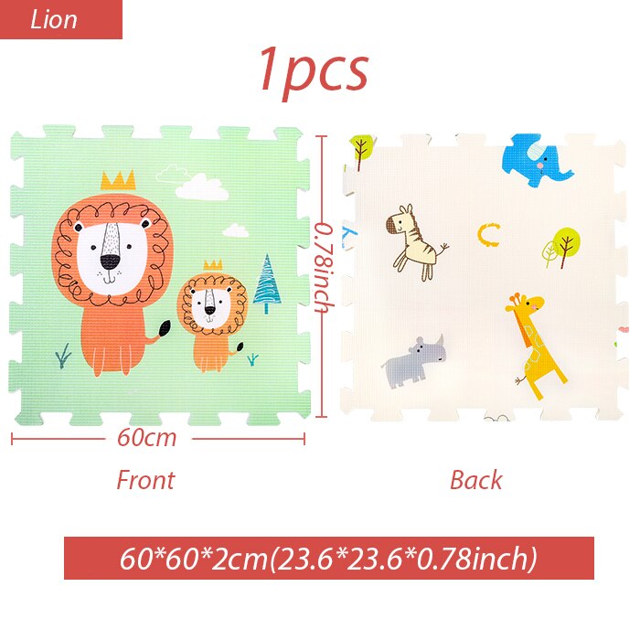 Colchoneta para gatear de bebé de 2cm, colchoneta escalar gruesa para bebés, alfombra plegable para el hogar y fácil de almacenar, manta de espuma para niños: Lion