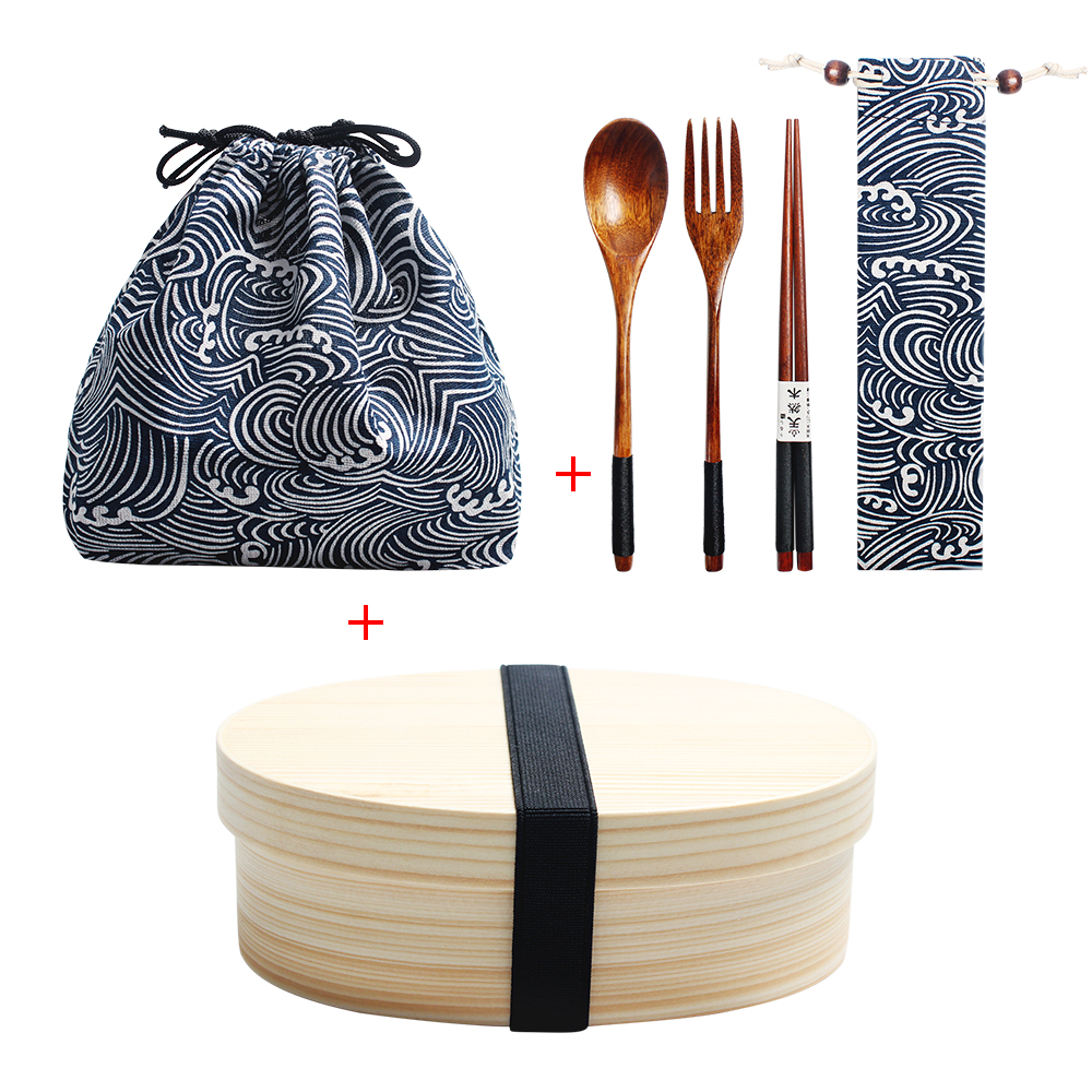 Wooden Lunch Box Kit Japan Style Bento Box for Kids Sushi Container 1Layer Tableware Student Wooden Lunch Box with Compartments: 12