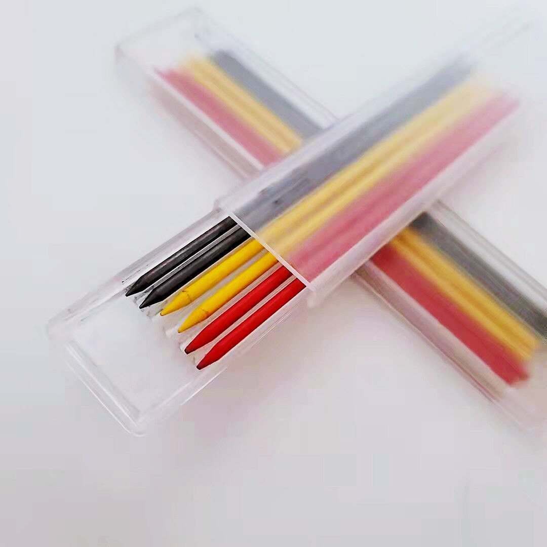 Diep Gat Effen Timmerman Potlood Set Met Multicolor Refill Leads Ingebouwde Slijper Mechanische Potlood Marker Markering Tool