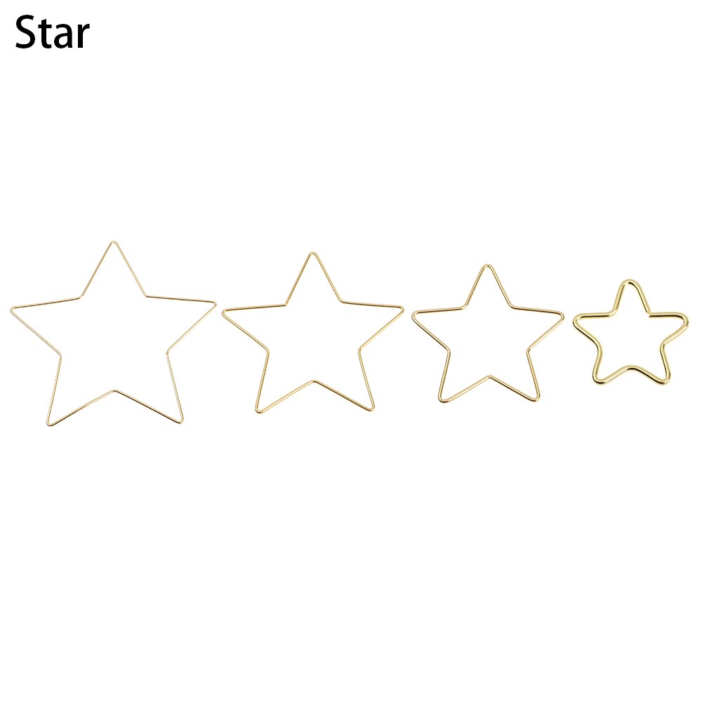 4Pcs 2/4/6/8 Inches Dream Catcher Metal Hoops Star Moon Round Square Love Heart Shaped Hoops Gold Hanging Macrame Wreath Decor: Star