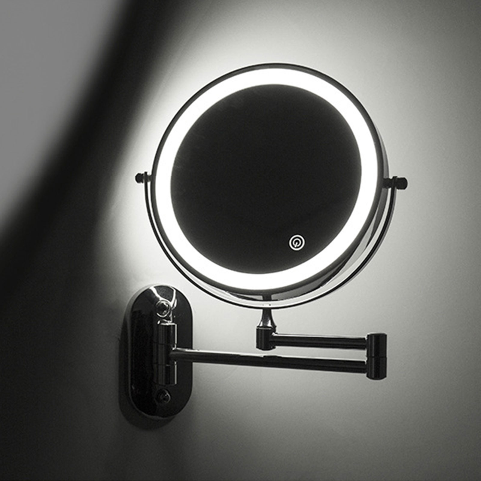 Espejo LED plegable para tocador de baño, espejo cosmético con luz Led Flexible, 10 aumentos, montado en la pared, 8 pulgadas