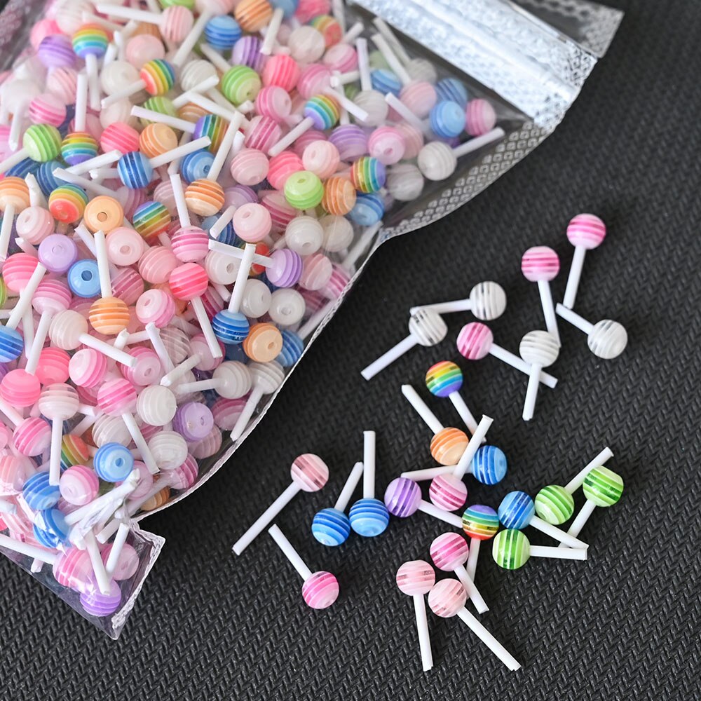 20/50 stk sød slikkepind nail art dekoration harpiks koreansk dejlig slik charms blandet farve sommer mini lolly bonbon manicure dele