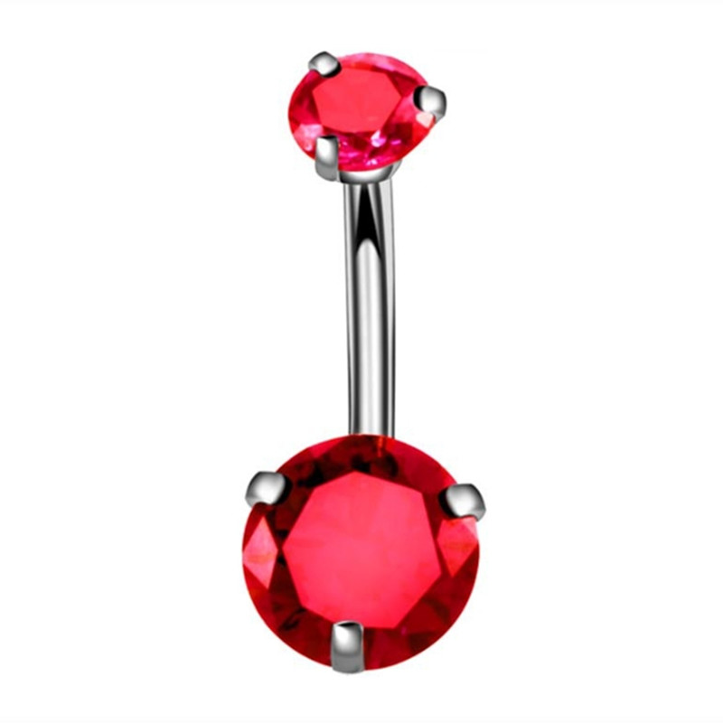 1 pièces coeur rouge nombril anneaux acier vert cristal ventre haltère nombril Piercing papillon pour femmes filles Piercing Ombligo: Plaqué Rhodium
