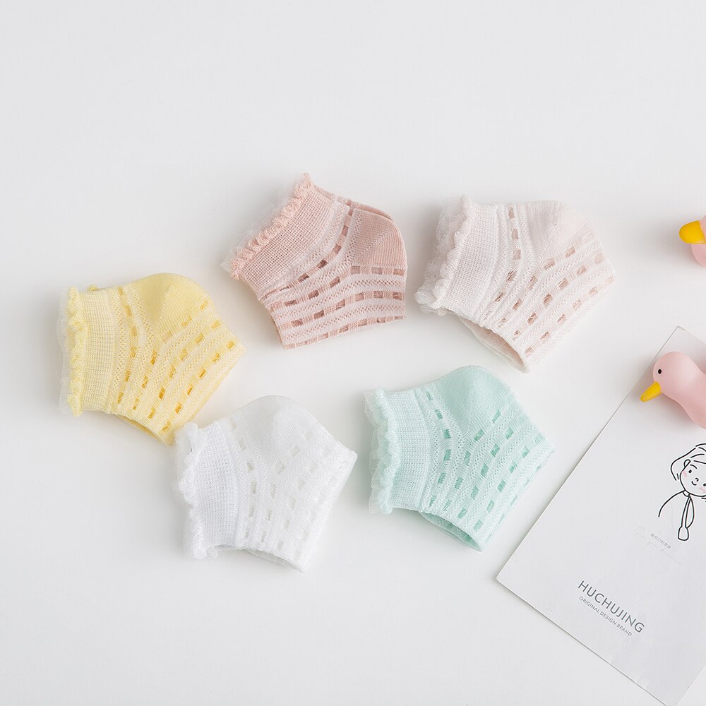 5 Paare/los 0-2Y Baby Socken Sommer Baumwolle 3D Karikatur Ebene freundlicher Socken Mädchen Gittergewebe Nette Neugeborene Junge Kleinkind Socken Baby