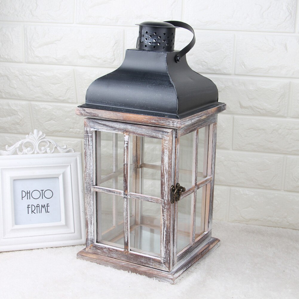 Candelabro colgante Vintage para jardín, farol de madera y Metal con mango, estilo europeo, hecho a mano