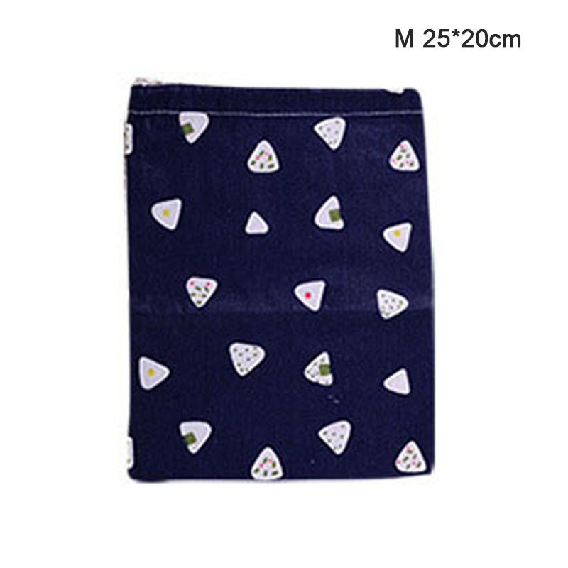 1pc Casual Women Cotton Drawstring Shopping Bag Eco Reusable Folding Grocery Cloth Underwear Pouch Case Travel Home Storage Bag: Blue-M