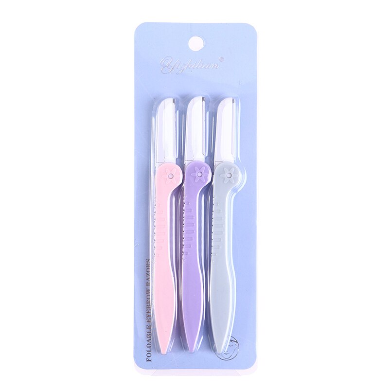 Juego de depiladora de cejas para mujer, utensilio de belleza para depilación, afeitadora Facial con cuchilla de acero, 3/5 piezas: 3pcs