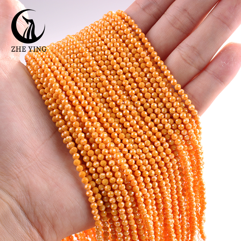 Zhe Ying 3mm Faceted Dark Blue Zircon Beads Small AAA Cubic Zirconia Beads for Bracelet Making DIY Jewelry Accessories